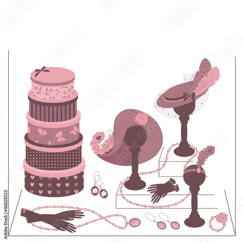 Storefront fashion shop with women accessory.