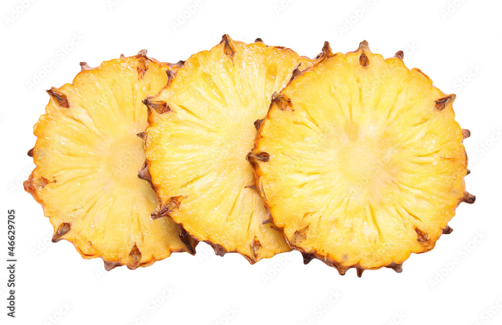 sliced pineapple on white background sliced pineapple on white background
