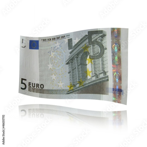 Actual billete de 5 euros. Banknote. photo