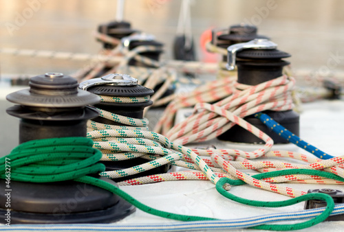 sailing ropes over boat deck © TTLmedia