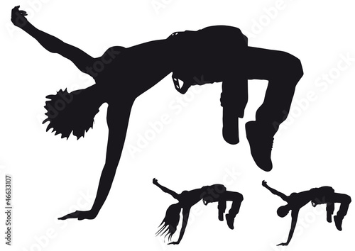 Dancer silhouette on a white background