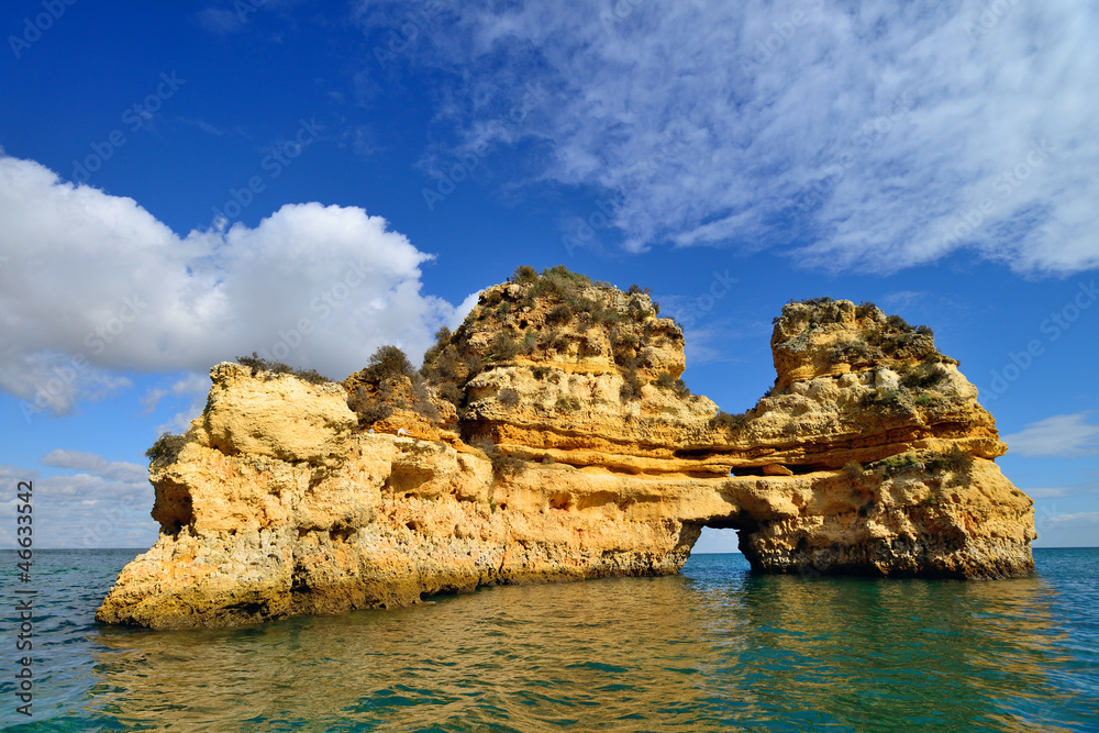 Yellow cliffs in Lagos in the Algarve, Portugal