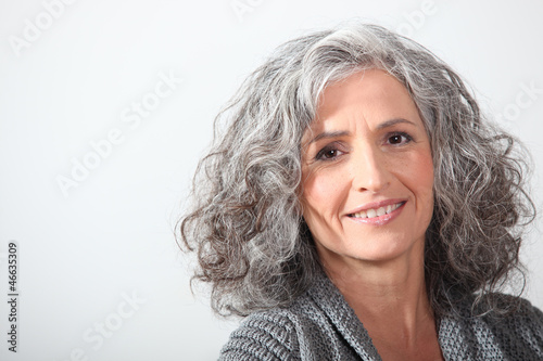 Fotografie, Obraz Grey-haired woman on white background