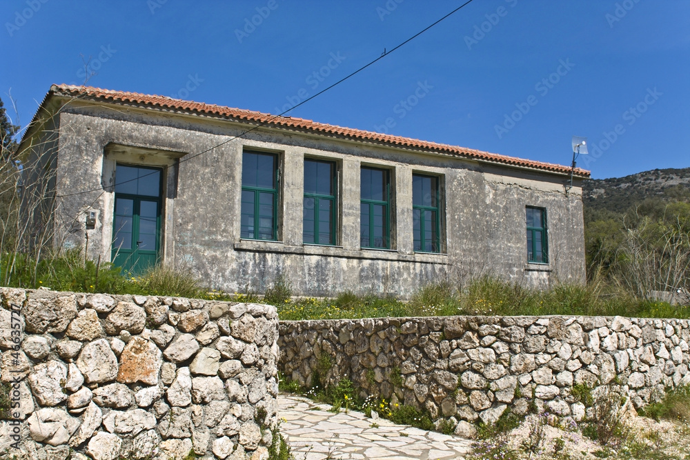 Traditional school at Lefkada island of Greece