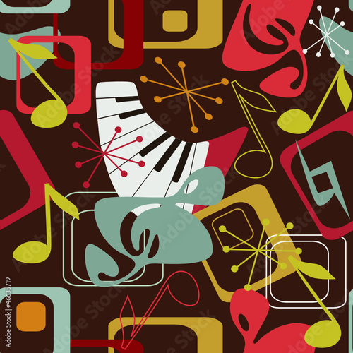Musical seamless pattern in retro style