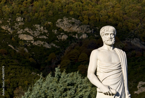 Aristotle statue located at Stageira of Greece photo
