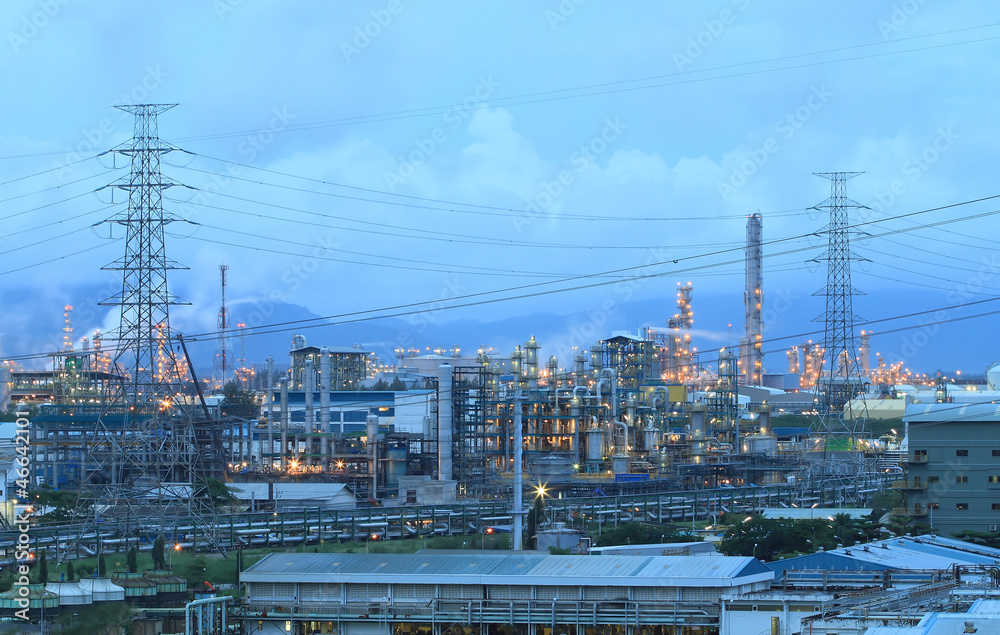 Oil refinery at twilight (Map Ta Phut Industrial Estate Rayong Oil refinery at twilight (Map Ta Phut Industrial Estate Rayong