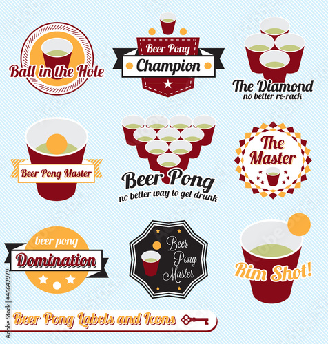 Vector Set: Beer Pong Champion Labels and Icons