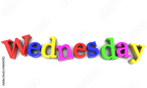 Wednesday, day of the week multicolored over white Background