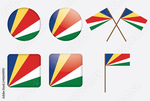 set of badges with flag of Seychelles vector illustration