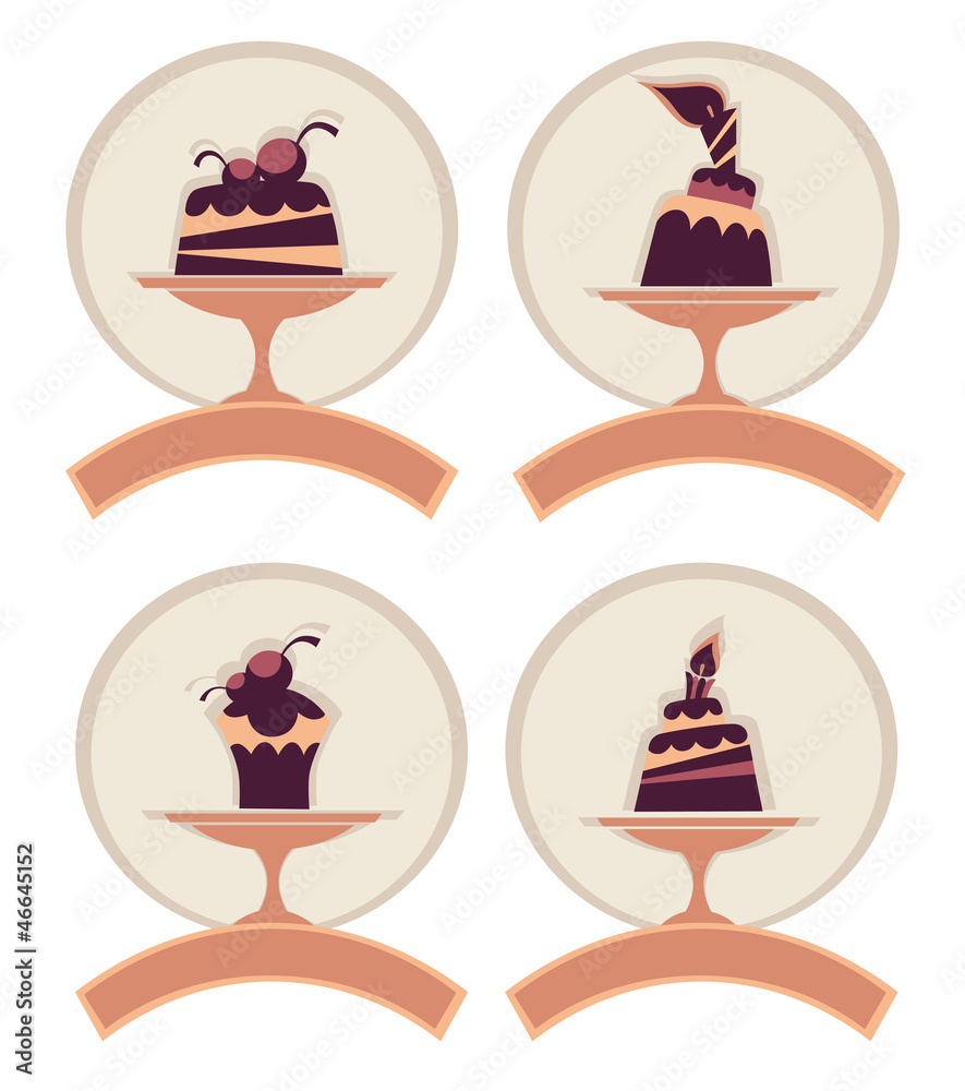 dessert labels, stickers or menu covers, vector collection dessert labels, stickers or menu covers, vector collection