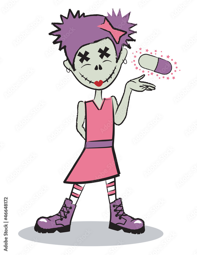 Cute little girl holding a pill Cute little girl holding a pill