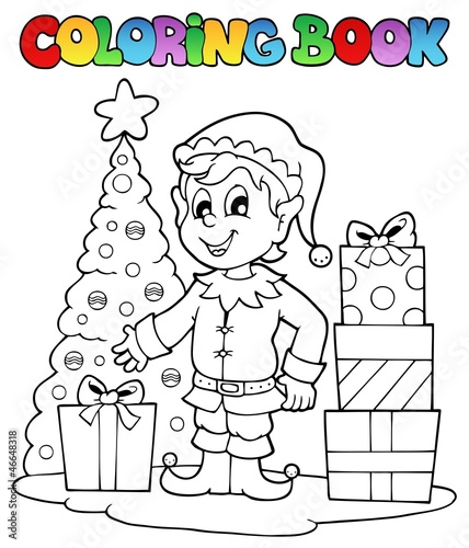 Coloring book Christmas elf theme 1