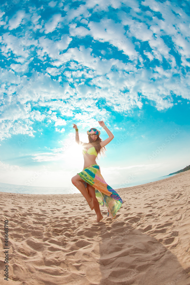 Luxurious beautiful fashionable woman on the beach Luxurious beautiful fashionable woman on the beach