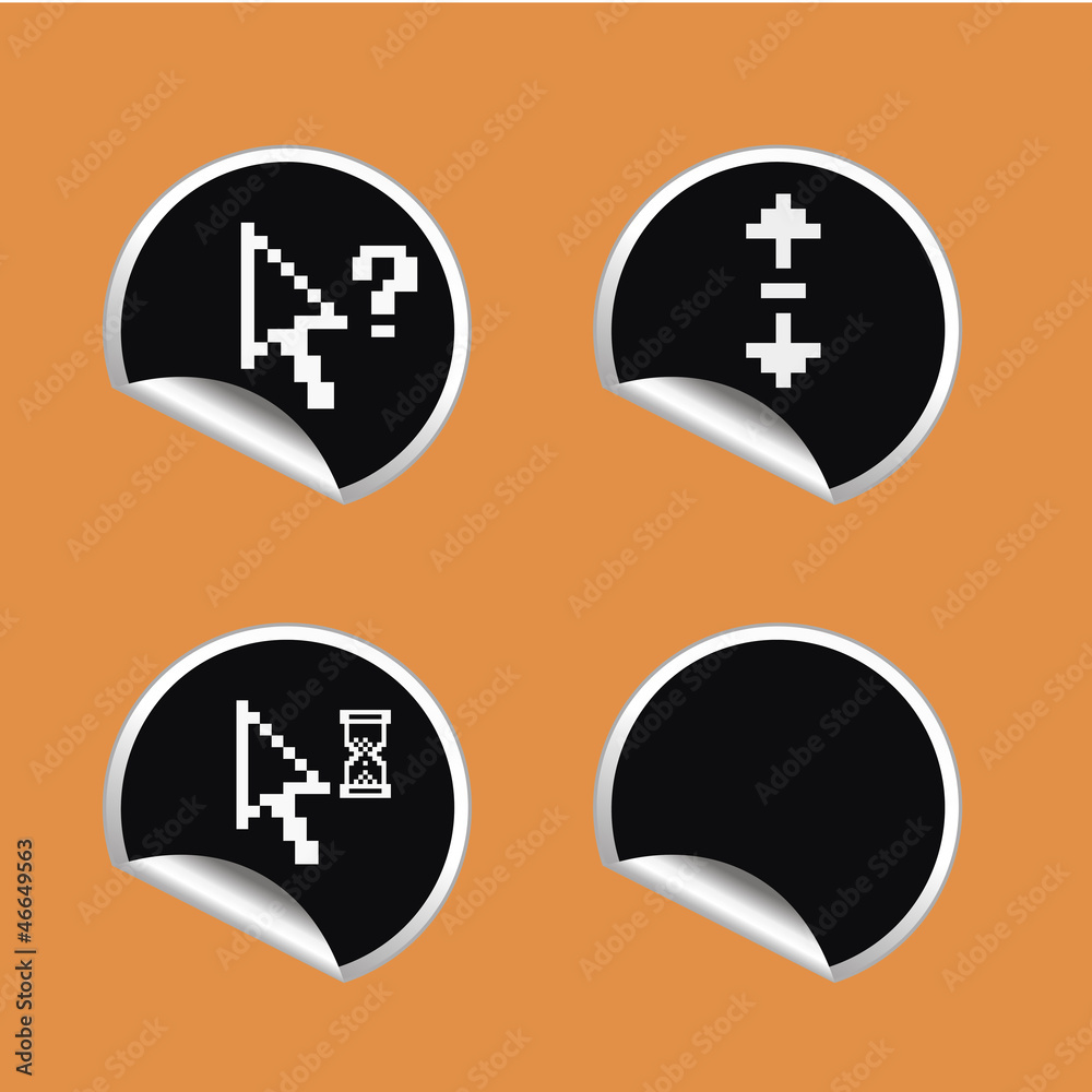 vector stickers with pixel cursors. web icon set vector stickers with pixel cursors. web icon set