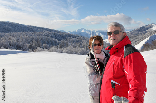 Couple going cross-country skiing