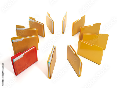 Group of computer files. Group folders located on a circle one r