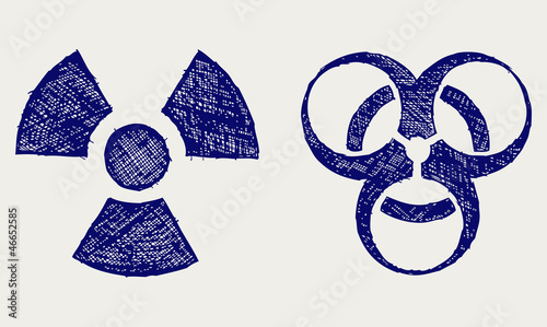 Radioactive and biohazard. Doodle style