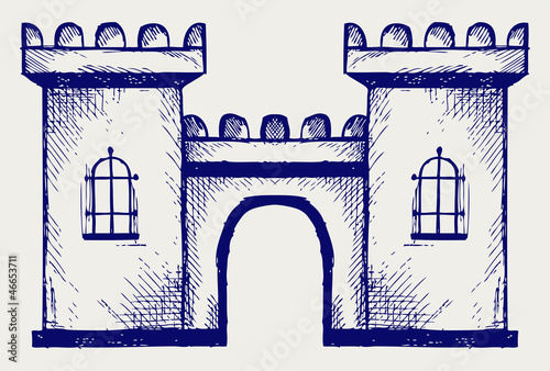 Ancient fortress. Doodle style