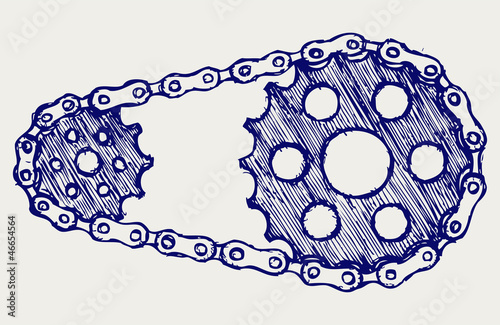 Chain gears. Doodle style