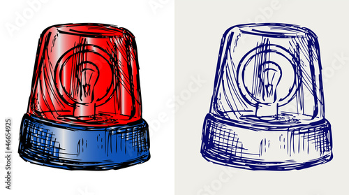 Flashing light. Doodle style