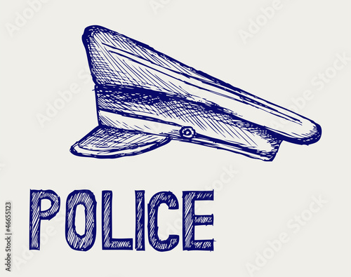 Police cap. Doodle style