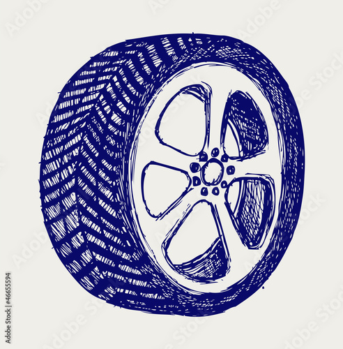 Tyre wheels. Doodle style