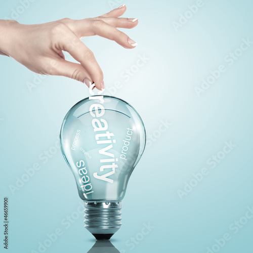 word Information inside a light bulb