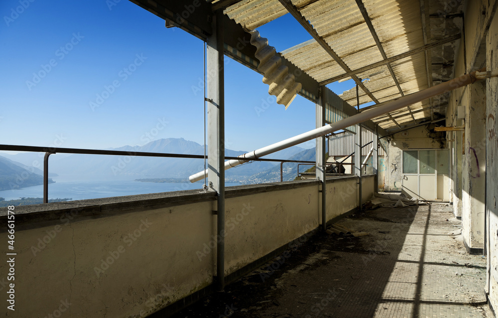 old house demolished by vandals, balcony old house demolished by vandals, balcony