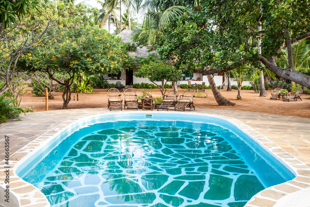 Fototapeta premium Swimming pool in African Garden