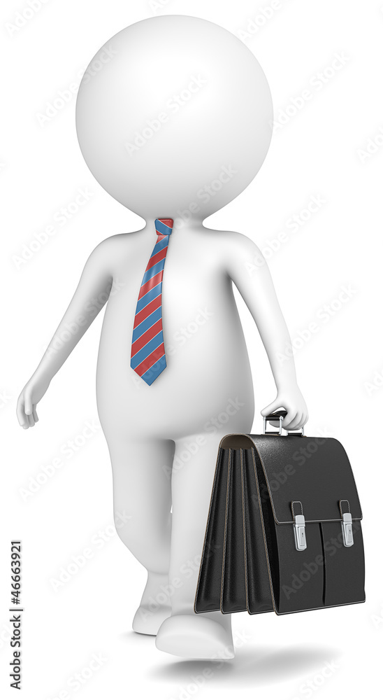 3D little human character the Business with briefcase 3D little human character the Business with briefcase