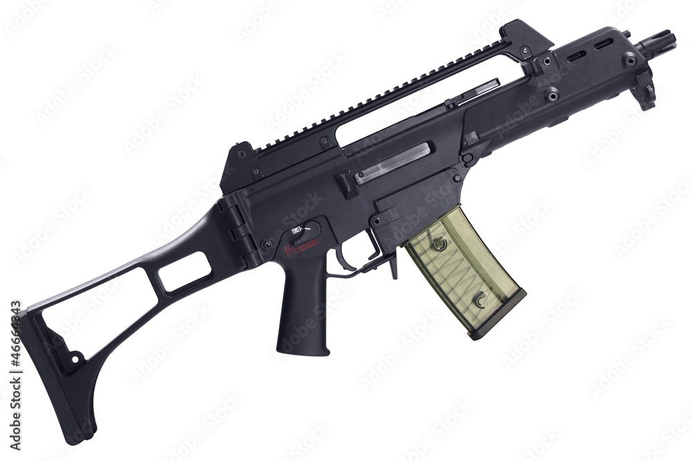 Semi-automatic assault rifle isolated on white background. Semi-automatic assault rifle isolated on white background.