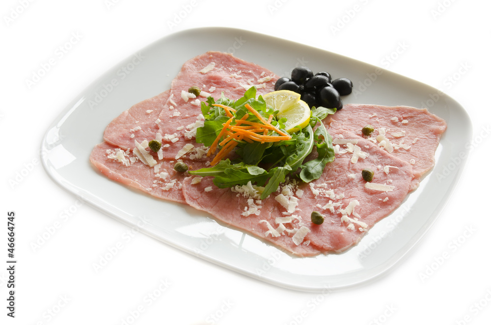 White meat   Carpaccio with Parmesan Cheese