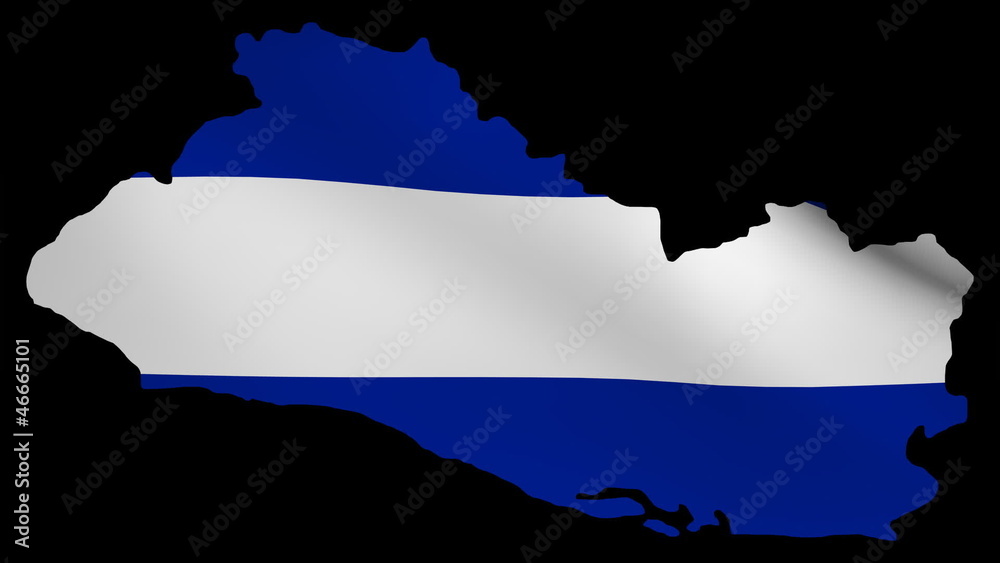 El Salvador map with rippling flag animation