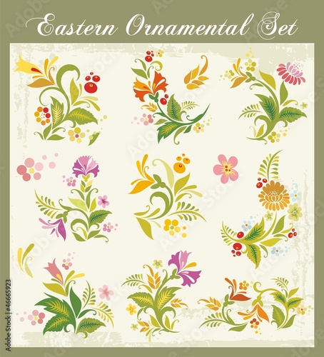 Vector Floral Ornaments in Eastern Style