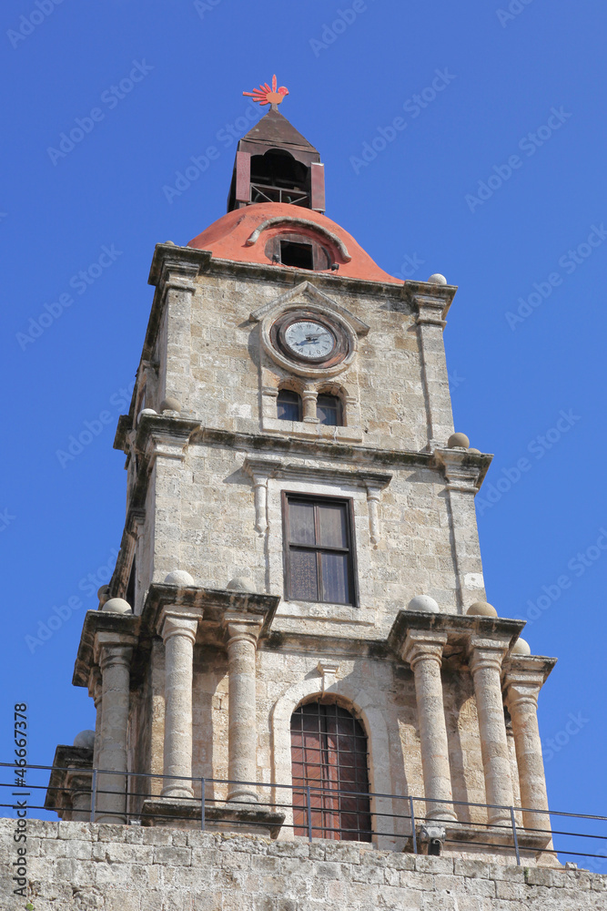 Fototapeta premium Uhrenturm in der Altstadt von Rhodos