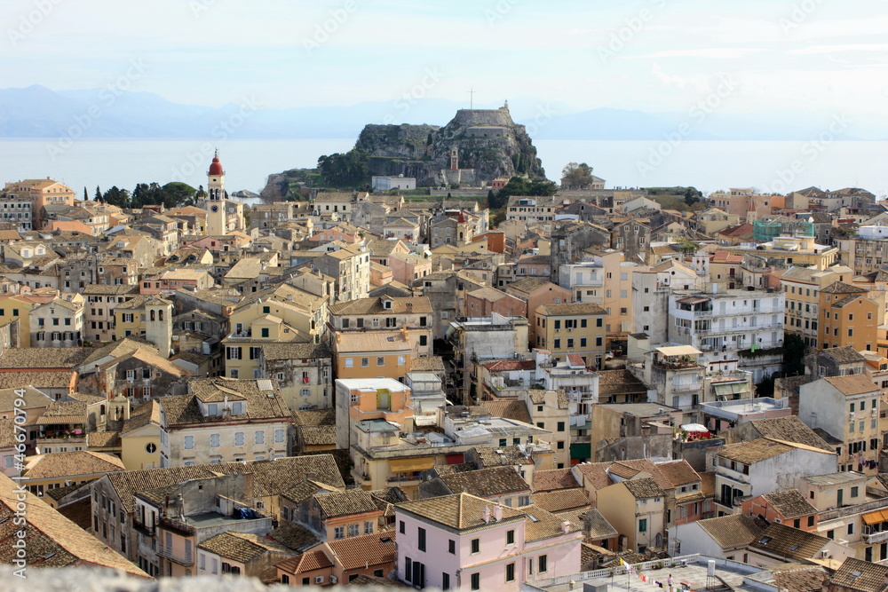 corfu town buildings, churches streets and castles