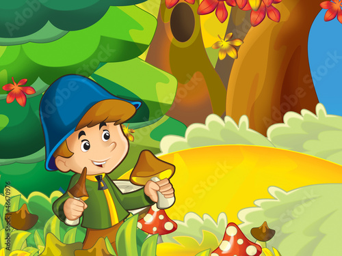 The girl on the mushrooming - seeking the mushrooms
