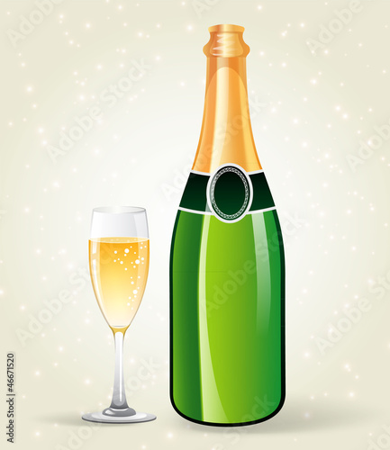 Champagne bottle and glass