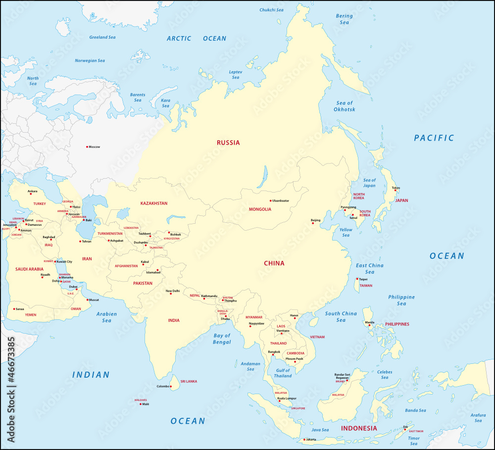 Obraz premium Mapa Azji