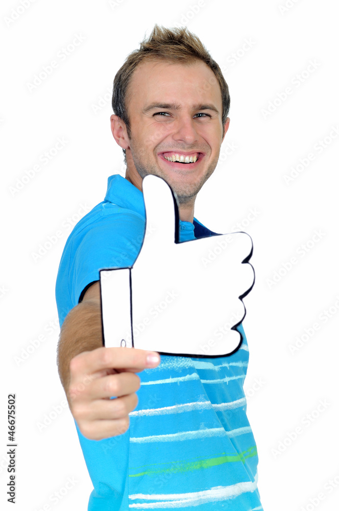 Young man with positiveness, acceptance or like gesture Young man with positiveness, acceptance or like gesture