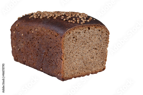 black rye bread on a white background