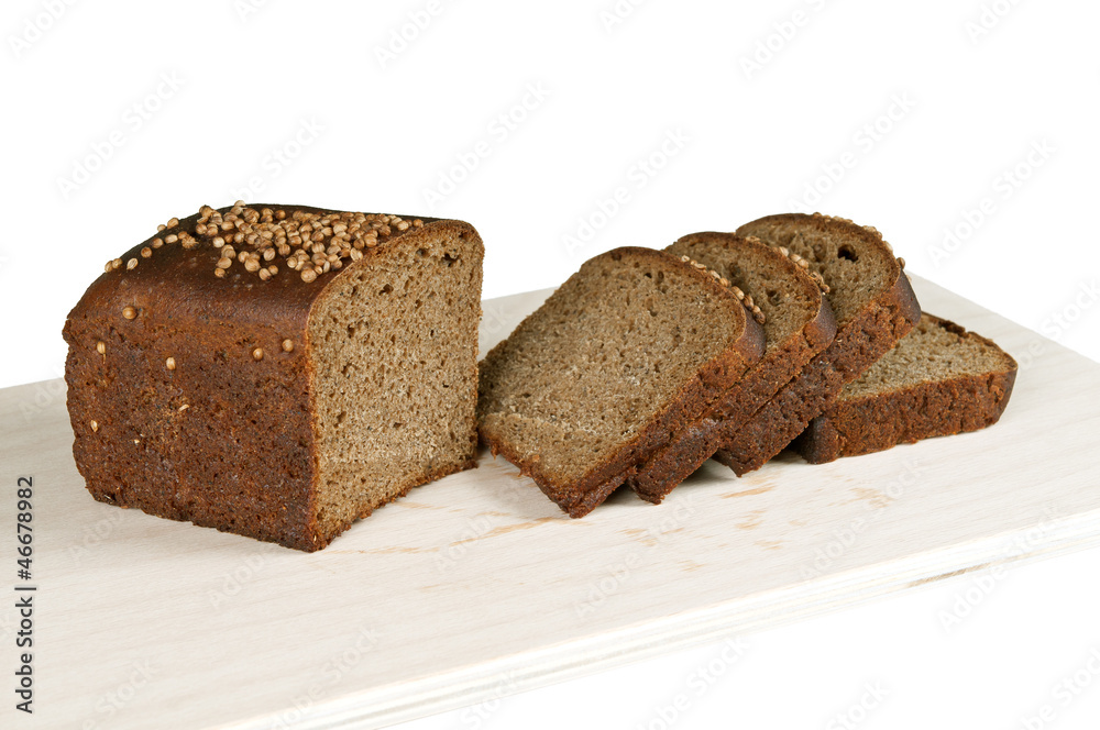 black rye bread on a white background black rye bread on a white background