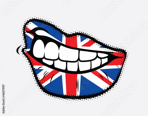 Curled lips with Great Britain flag
