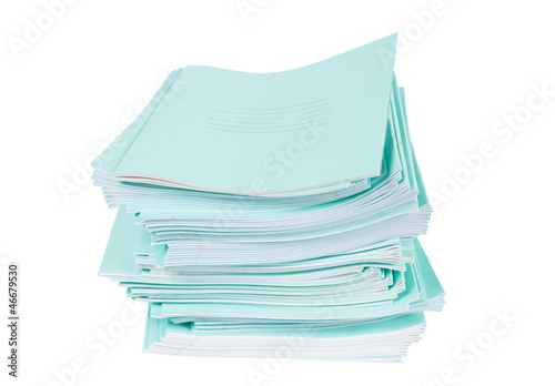 Heap of blue notebooks