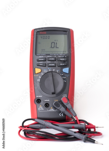 Digital multimeter isolated on white