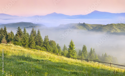 Beautiful spring landscape in the mountains