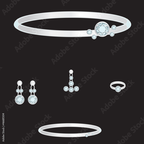 white gold set from necklace ring earrings brooch and bracelets
