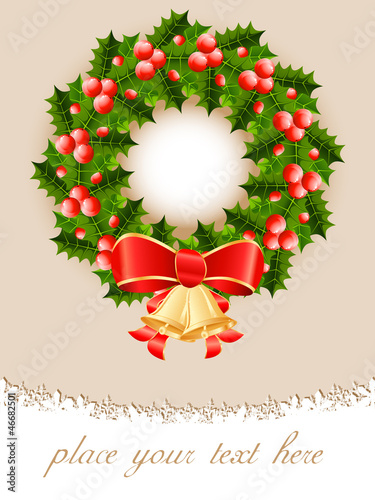 Weihnachtskarte mit einem Kranz