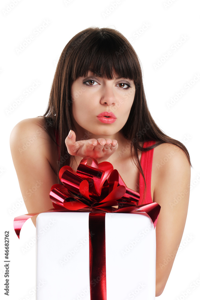 beautiful girl with Christmas gift beautiful girl with Christmas gift
